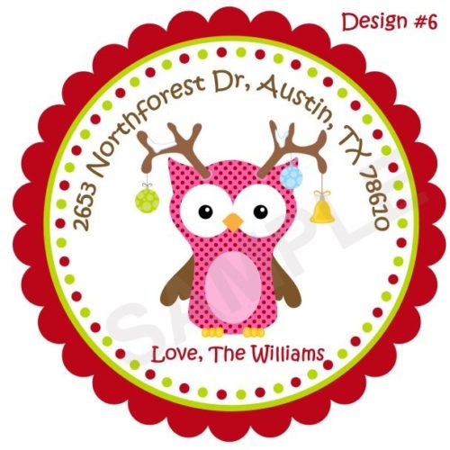 Christmas Owl Personalized Stickers