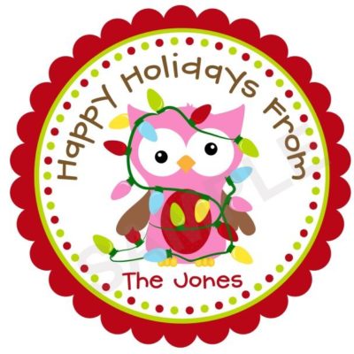 Christmas Owl Personalized Stickers