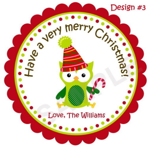 Christmas Owl 2 Personalized Stickers