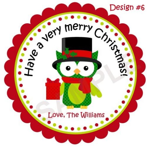 Christmas Owl 2 Personalized Stickers