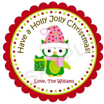 Christmas Owl 2 Personalized Stickers