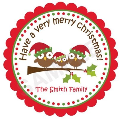 Christmas Owl 3 Personalized Stickers