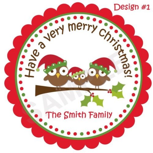 Christmas Owl 3 Personalized Stickers