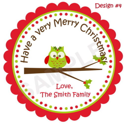 Christmas Owl 3 Personalized Stickers
