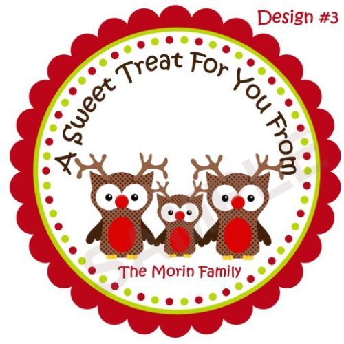 Christmas Owl Family Personalized Stickers
