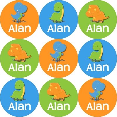 Adorable Dinosaurs Round Personalized Stickers