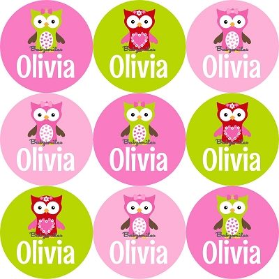 Adorable Owl Girl Round Personalized Stickers