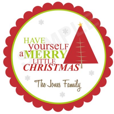 Merry Christmas Tree Personalized Stickers