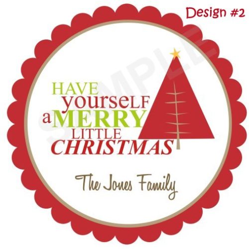 Merry Christmas Tree Personalized Stickers