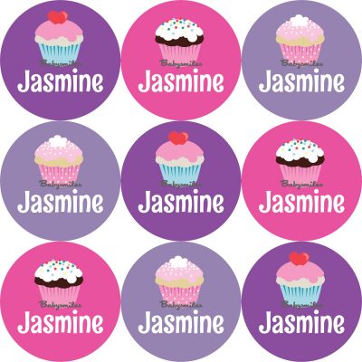 Sweet Cupcakes Round Name Label Stickers