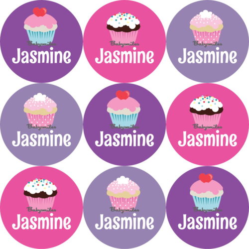 Sweet Cupcakes Round Name Label Stickers