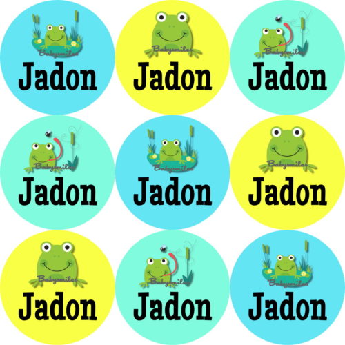 Cute Lil Frog Round Name Label Stickers