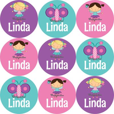 Magical Fairies Round Name Label Stickers