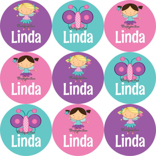Magical Fairies Round Name Label Stickers