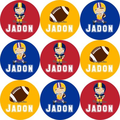 Football Allstars Round Name Label Stickers