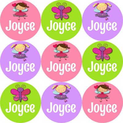Lil Cute Girls Round Name Label Stickers