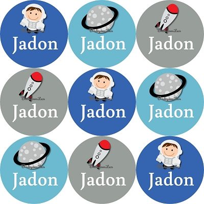 Out of this World Round Name Label Stickers