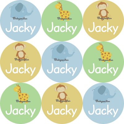 Safari Boy Round Name Label Stickers