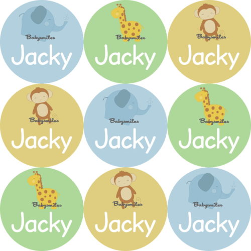 Safari Boy Round Name Label Stickers