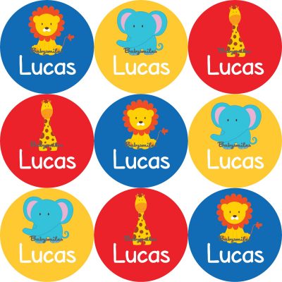 Safari Round Name Label Stickers