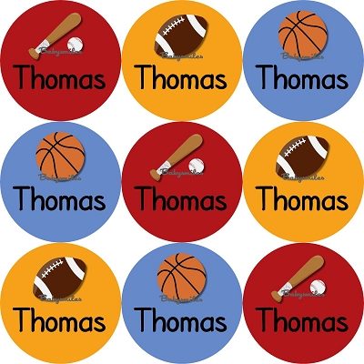 Sports Allstar Round Name Label Stickers