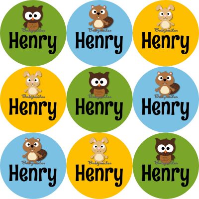Adorable Woodland Friends Round Name Label Stickers