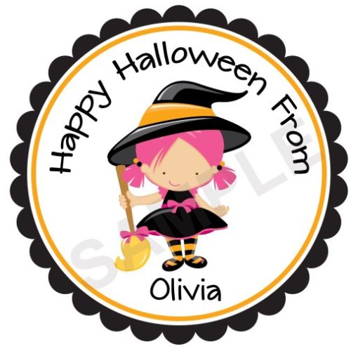 Little Cute Witch Personalized Stickers