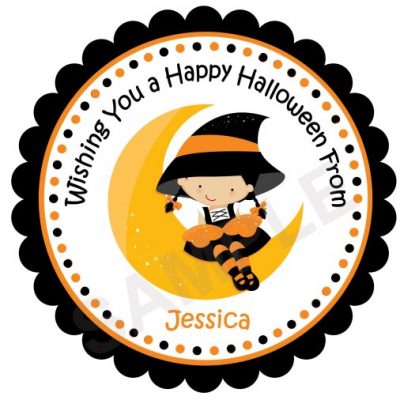 Halloween Witch Girl Personalized Stickers