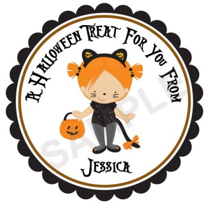 Little Cat Girl Personalized Stickers